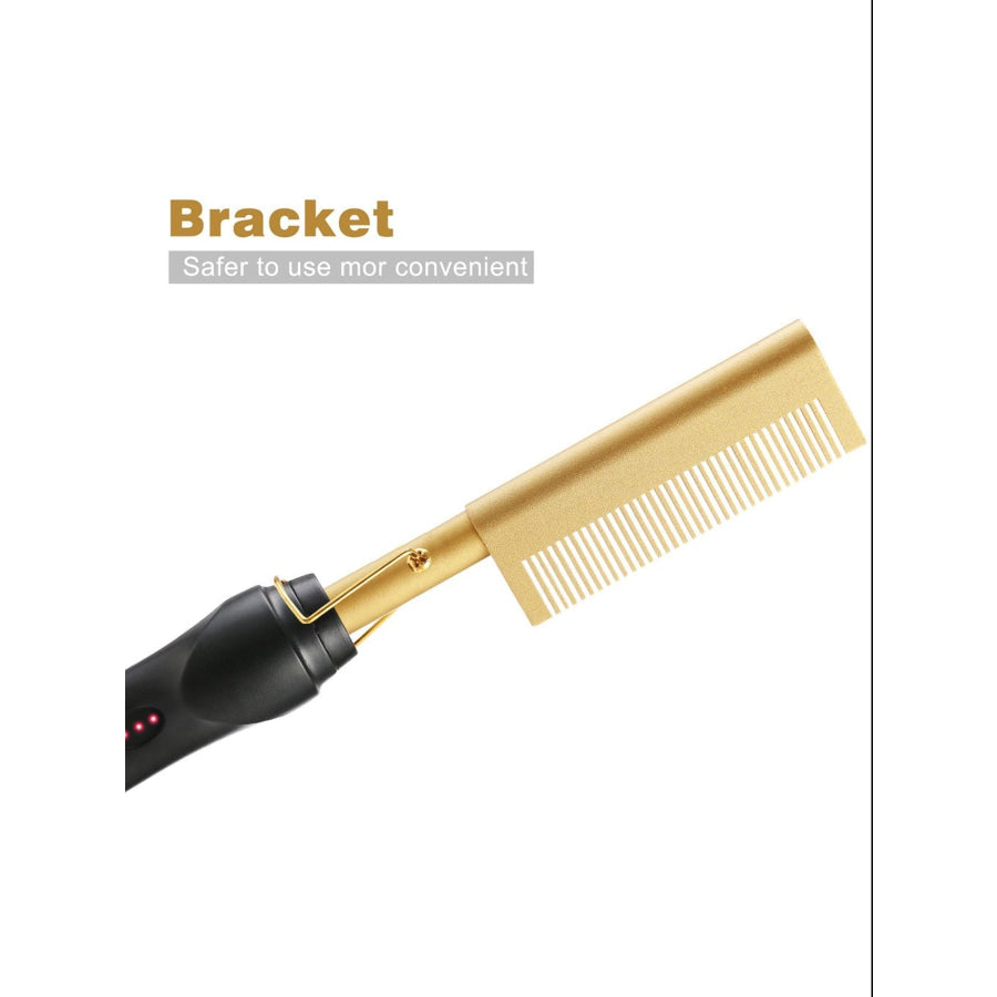 Heated Hair Straightening Comb Gold / European plug Apparel and Accessories