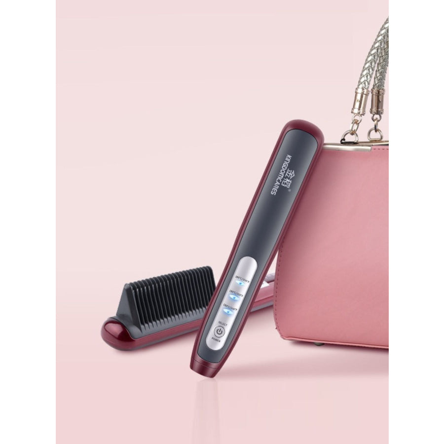 Heated Straightening Comb Burgundy / North American plug Apparel and Accessories
