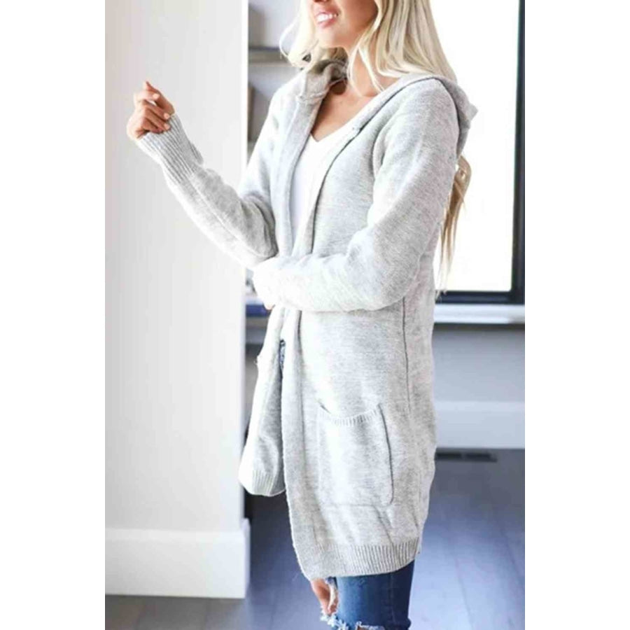 Heathered Open Front Cardigan with Pockets