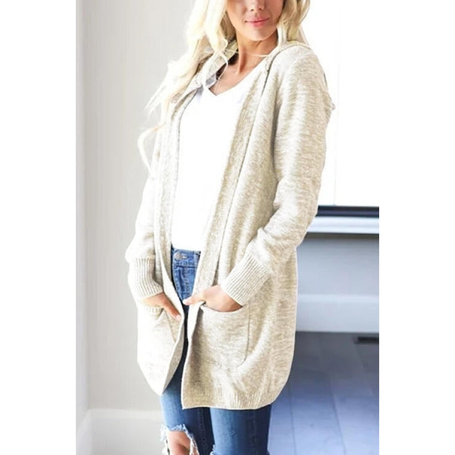 Heathered Open Front Cardigan with Pockets