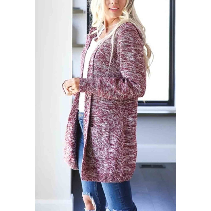 Heathered Open Front Cardigan with Pockets