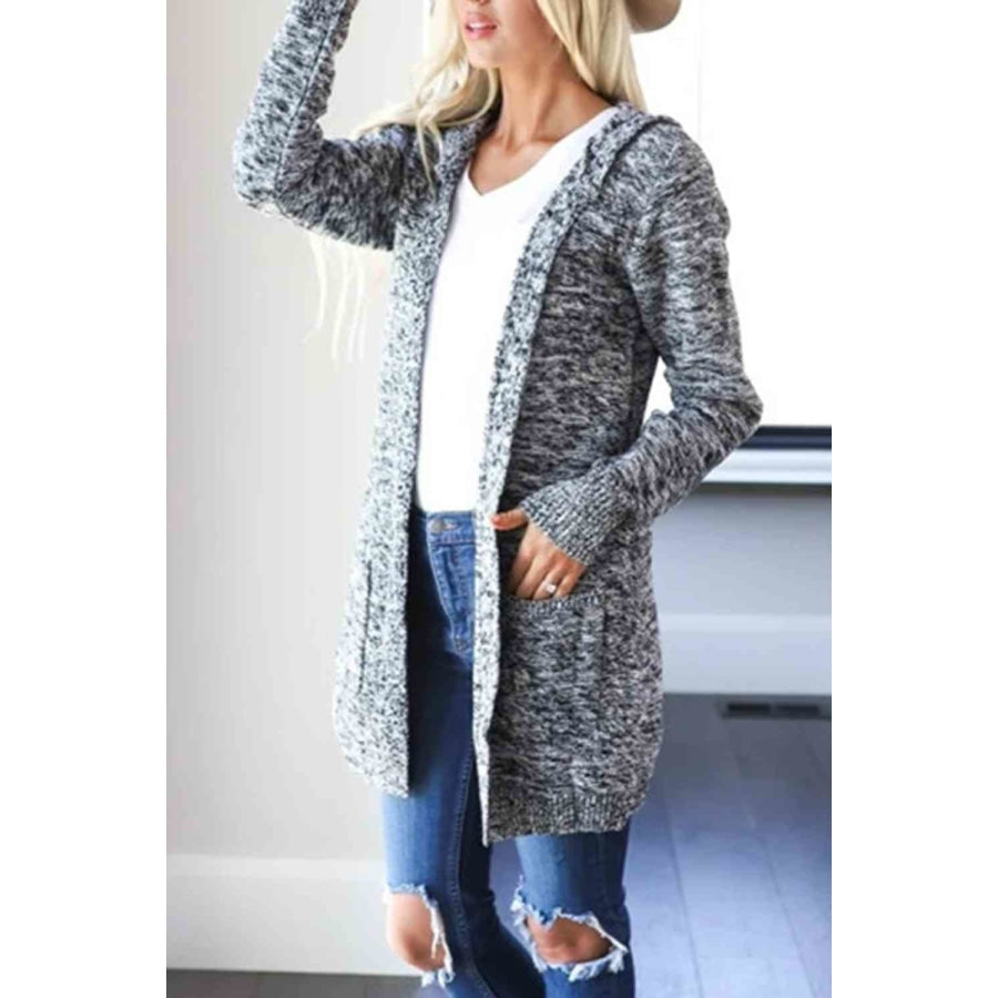 Heathered Open Front Cardigan with Pockets