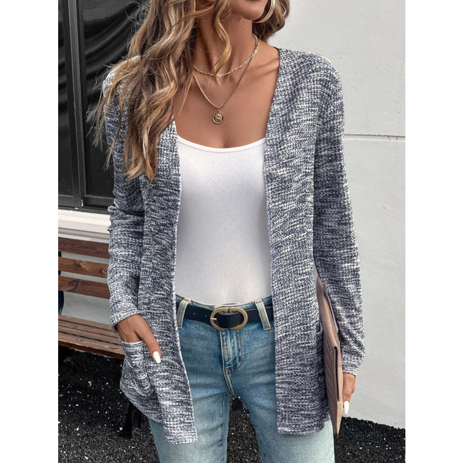 Heathered Open Front Long Sleeve Cardigan Styl A / S Apparel and Accessories