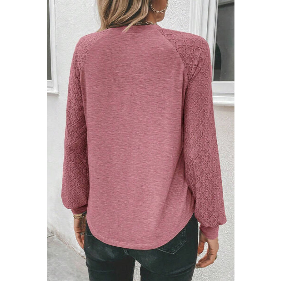 Heathered Round Neck Long Sleeve T - Shirt Apparel and Accessories