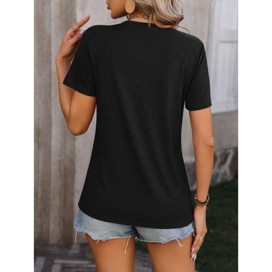 Heathered Round Neck Short Sleeve T - Shirt Apparel and Accessories