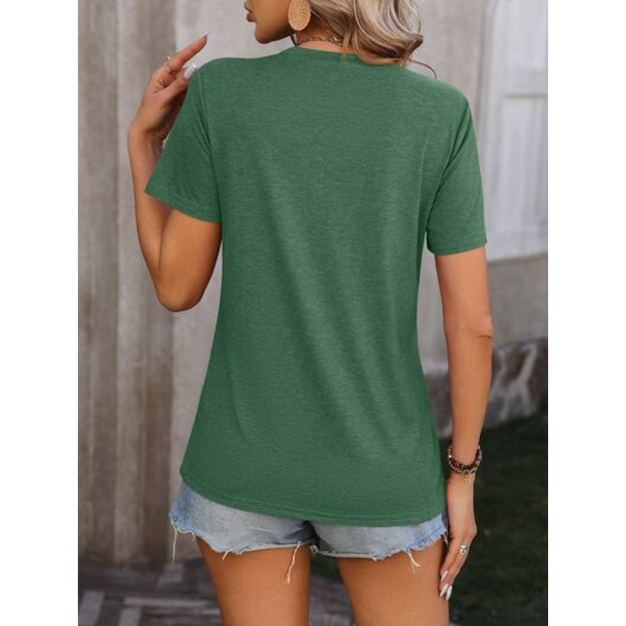 Heathered Round Neck Short Sleeve T - Shirt Apparel and Accessories