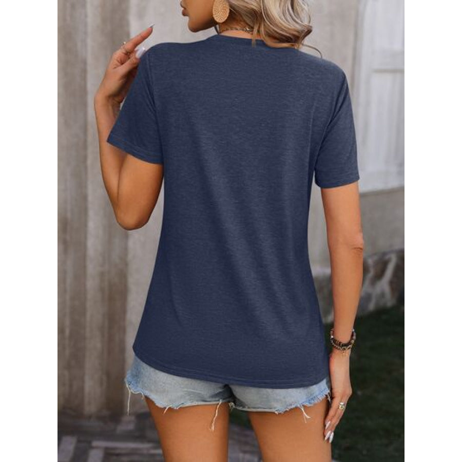 Heathered Round Neck Short Sleeve T - Shirt Apparel and Accessories