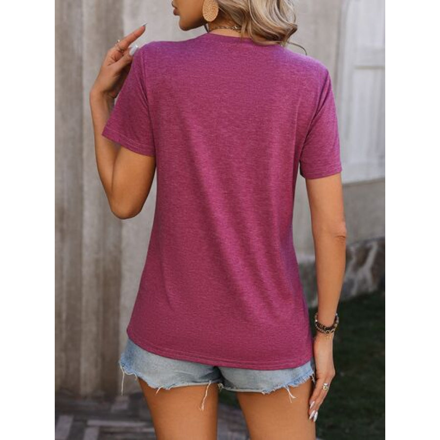 Heathered Round Neck Short Sleeve T - Shirt Apparel and Accessories