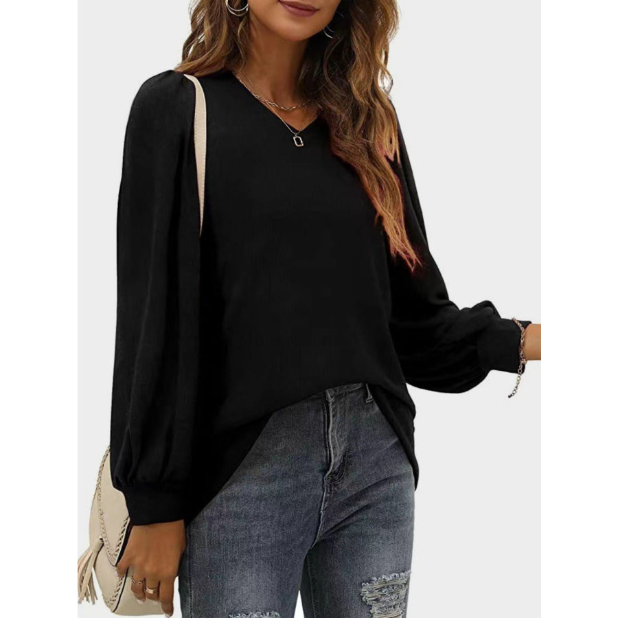 Heathered V-Neck Long Sleeve T-Shirt Apparel and Accessories