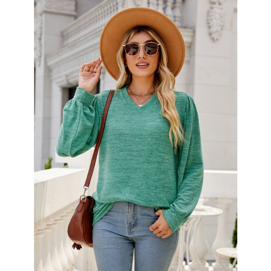 Heathered V-Neck Long Sleeve T-Shirt Apparel and Accessories