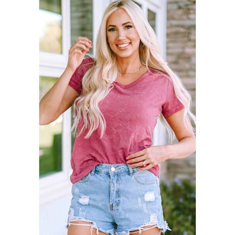 Heathered V-Neck Short Sleeve T-Shirt Apparel and Accessories