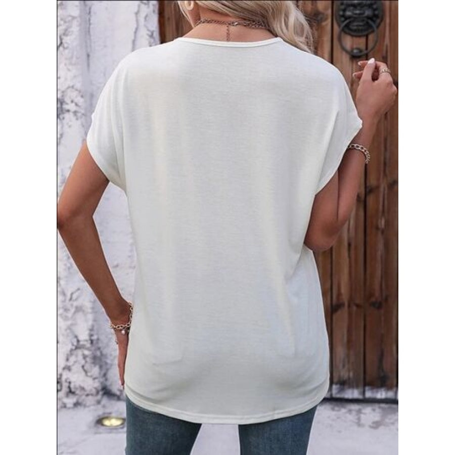 Heathered V-Neck Short Sleeve T-Shirt Clothing