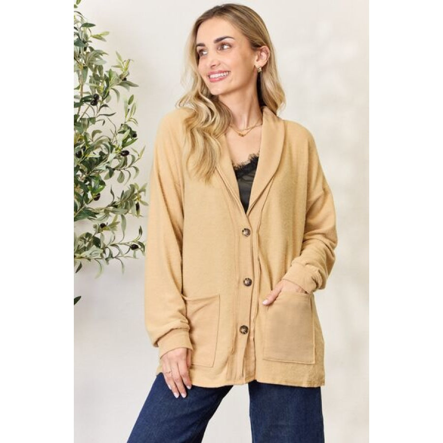 Heimish Full Size Button Up Long Sleeve Cardigan Mustard / S Clothing