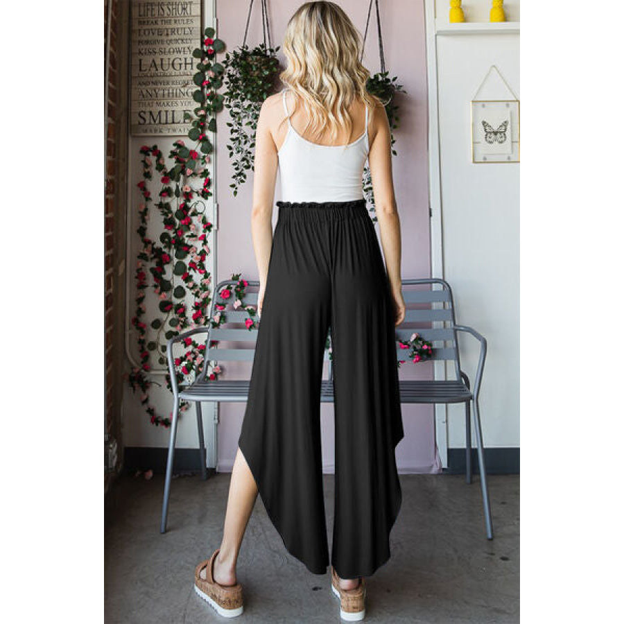 Heimish Full Size Frill Slit High Waist Wide Leg Pants Apparel and Accessories