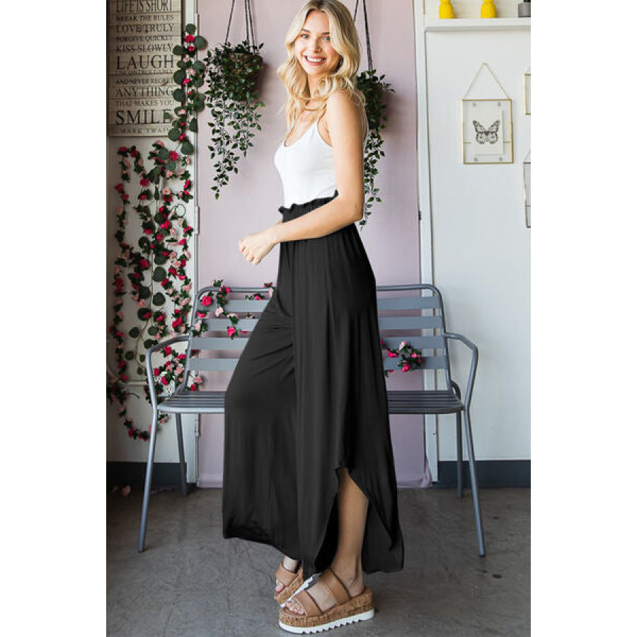 Heimish Full Size Frill Slit High Waist Wide Leg Pants Apparel and Accessories