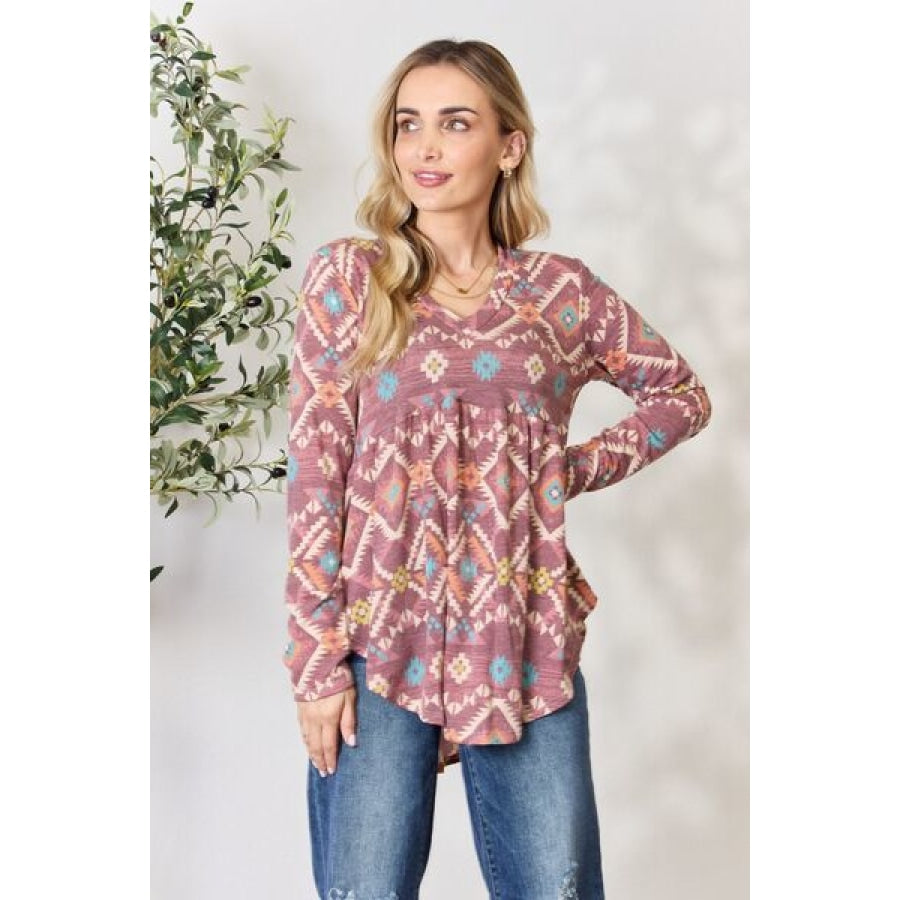RUBY RD Boho Top 2X Plus Size Blouse Olive Green Coral Print