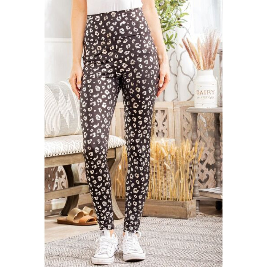 Heimish Full Size Leopard High Waist Leggings BLACK / S Apparel and Accessories