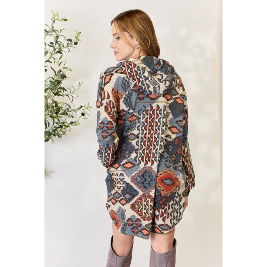 Heimish Full Size Printed Button Up Hooded Jacket MULTI / S Apparel and Accessories