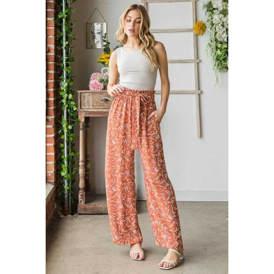 Heimish Full Size Printed Tied Straight Casual Pants Apparel and Accessories