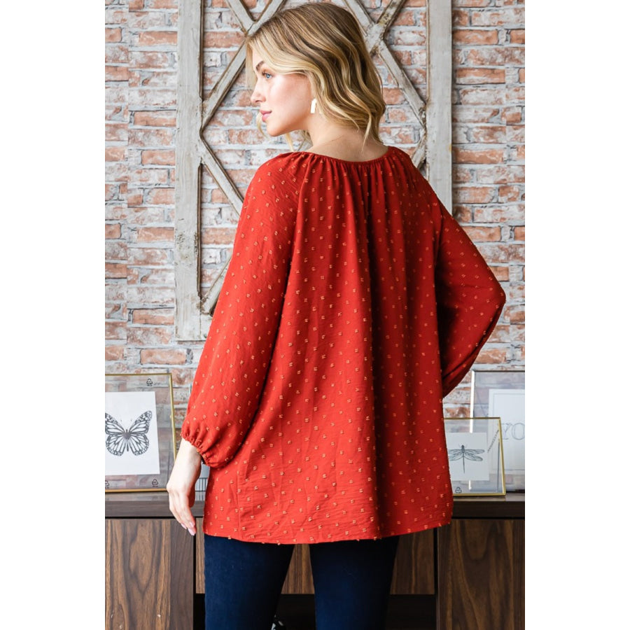 Heimish Full Size Swiss Dot Off Shoulder Top Apparel and Accessories