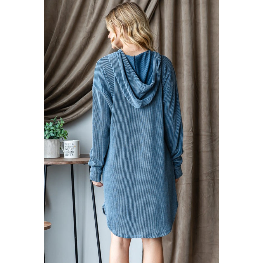 Heimish Ribbed Long Sleeve Hooded Dress Apparel and Accessories