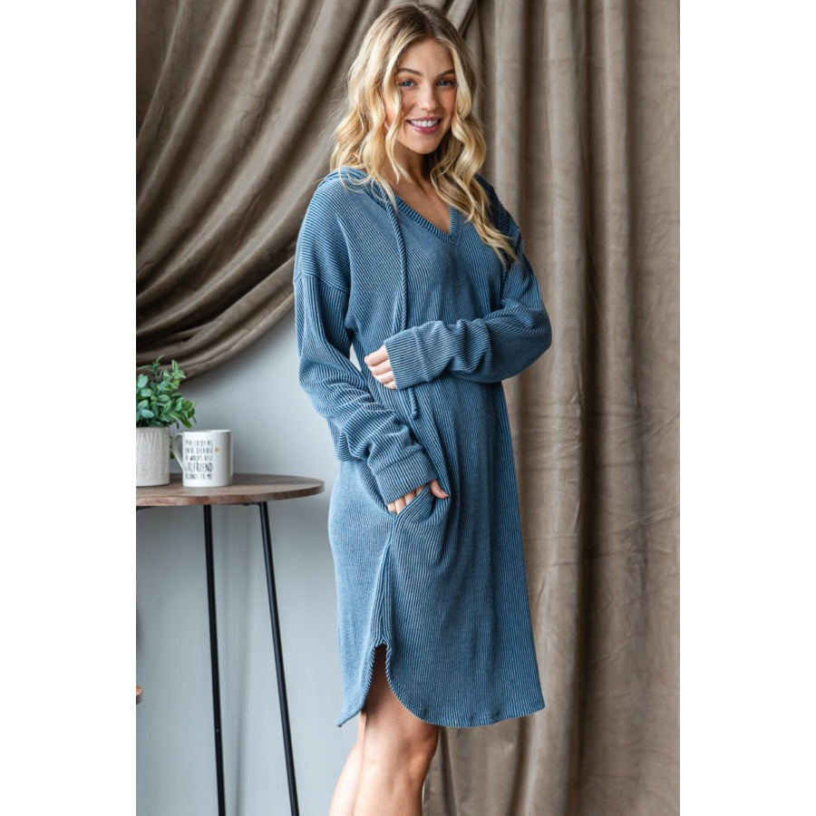 Heimish Ribbed Long Sleeve Hooded Dress Apparel and Accessories