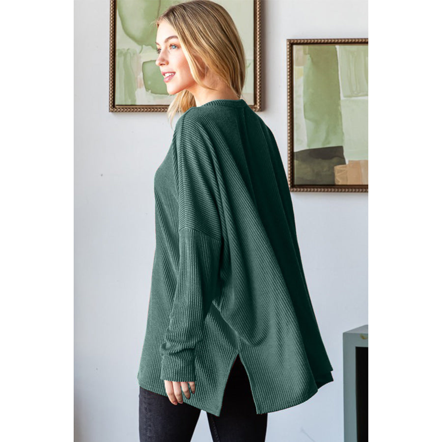 Heimish Sequin Nutcracker Long Sleeve Ribbed Top Hunter Green / S Apparel and Accessories