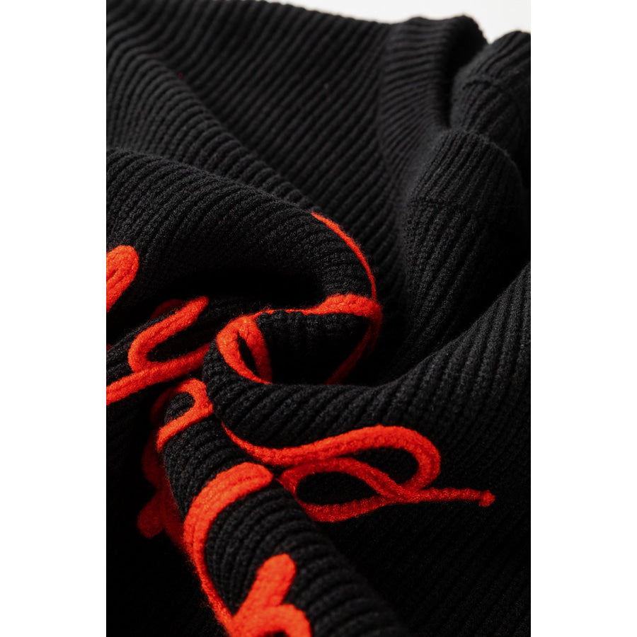 HELLO PUMPKIN Round Neck Long Sleeve Sweater Apparel and Accessories