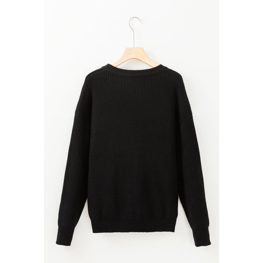 HELLO PUMPKIN Round Neck Long Sleeve Sweater Apparel and Accessories