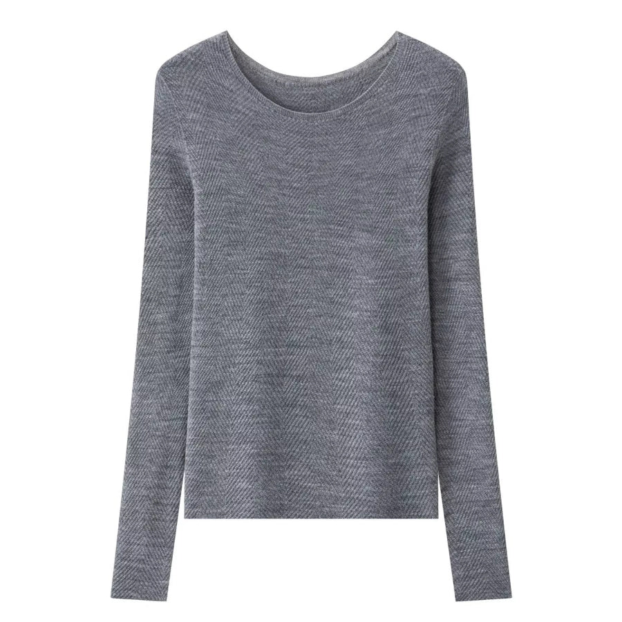 Herringbone Slim Fit Long Sleeve Knit Top Apparel and Accessories