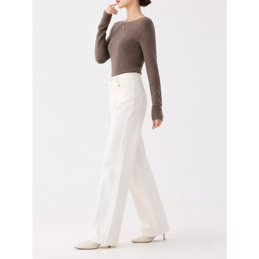 Herringbone Slim Fit Long Sleeve Knit Top Apparel and Accessories