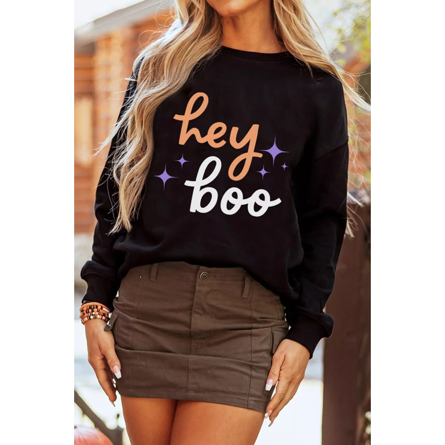 Hey Boo Halloween Sweatshirt Apparel and Accessories