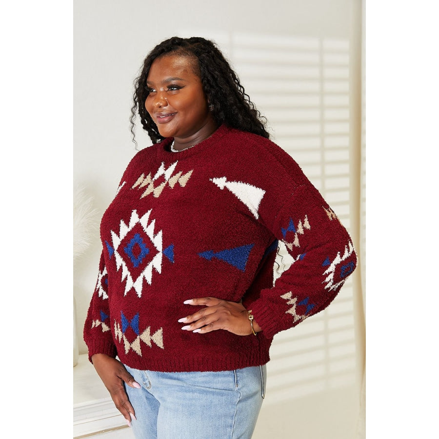 HEYSON Full Size Aztec Soft Fuzzy Sweater