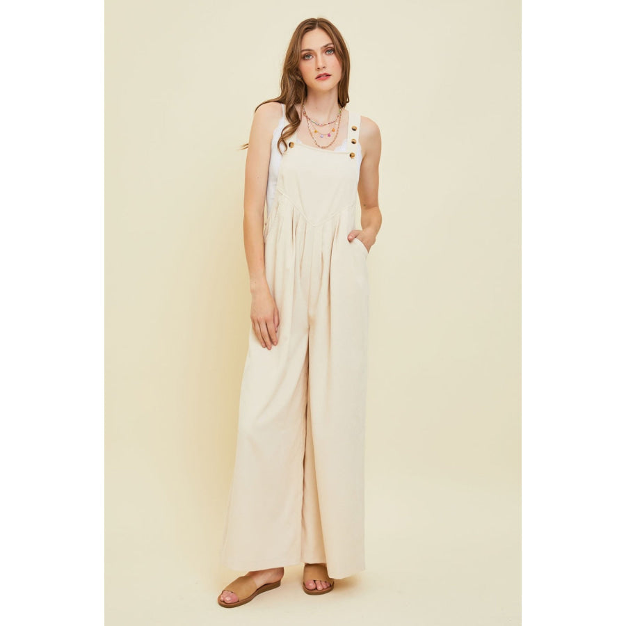 HEYSON Full Size Corduroy Sleeveless Wide - Leg Overall Apparel and Accessories