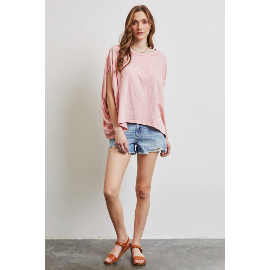 HEYSON Full Size Garment - Dyed Boat Neck Oversized Top Apparel and Accessories