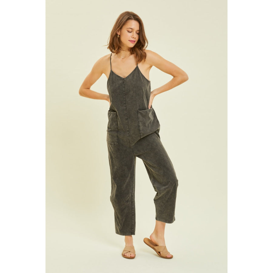 HEYSON Full Size Mineral - Washed Oversized Jumpsuit with Pockets Apparel and Accessories