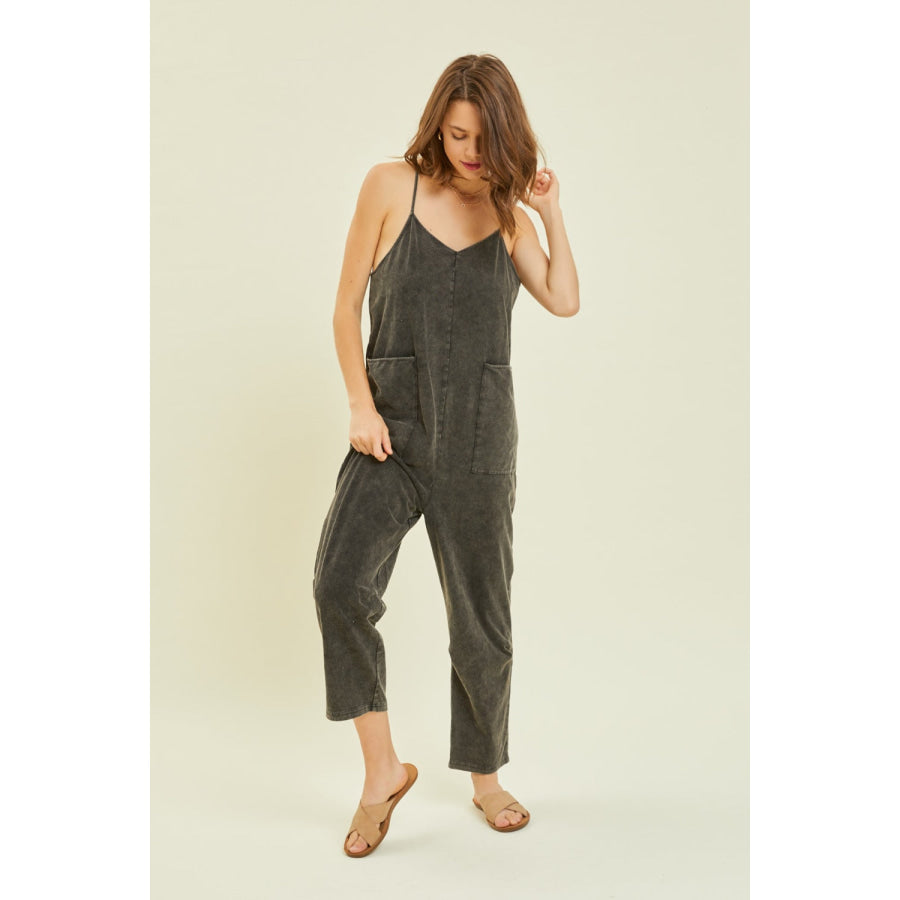 HEYSON Full Size Mineral - Washed Oversized Jumpsuit with Pockets Apparel and Accessories