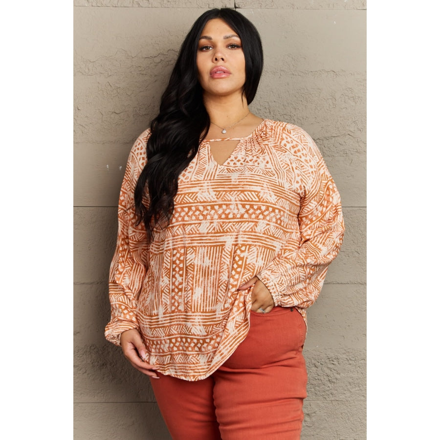 HEYSON Just For You Full Size Aztec Tunic Top Orange / S