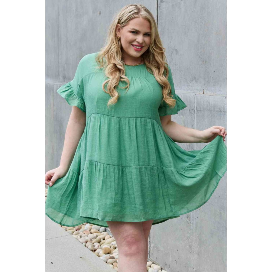HEYSON Sweet As Can Be Full Size Textured Woven Babydoll Dress Clothing