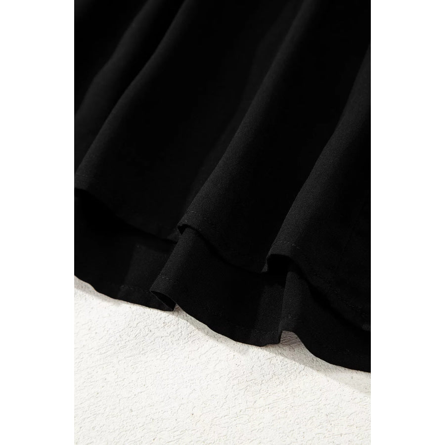 Hidden Buttons Short Sleeve Ruffle Tiered Long Flared Dress Apparel and Accessories