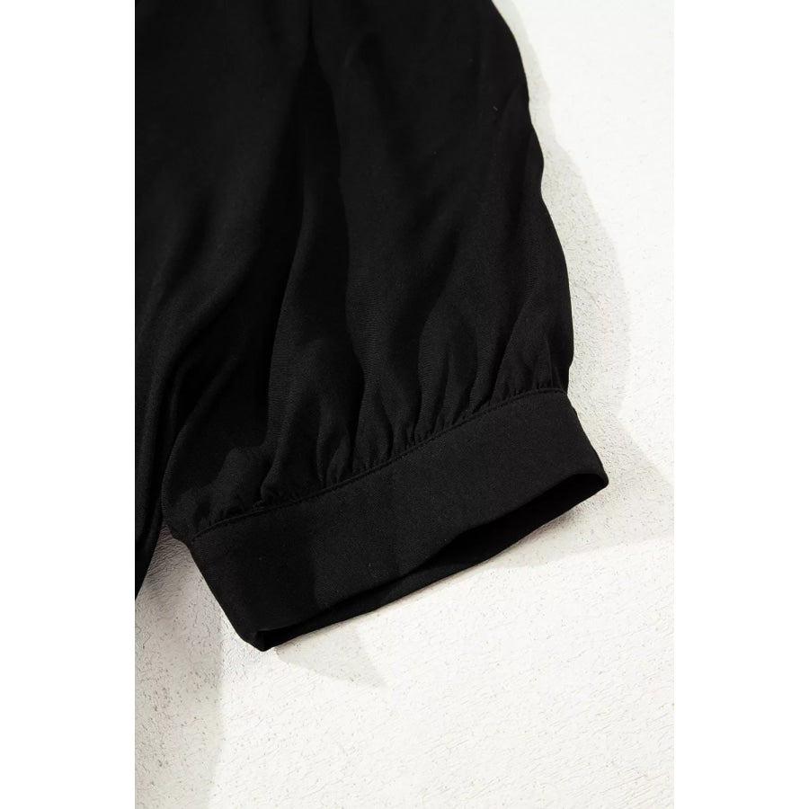 Hidden Buttons Short Sleeve Ruffle Tiered Long Flared Dress Apparel and Accessories