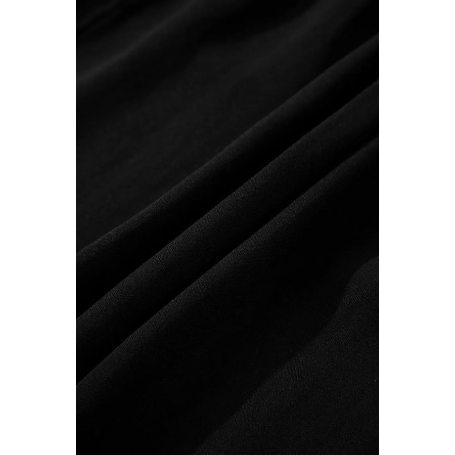 Hidden Buttons Short Sleeve Ruffle Tiered Long Flared Dress Apparel and Accessories