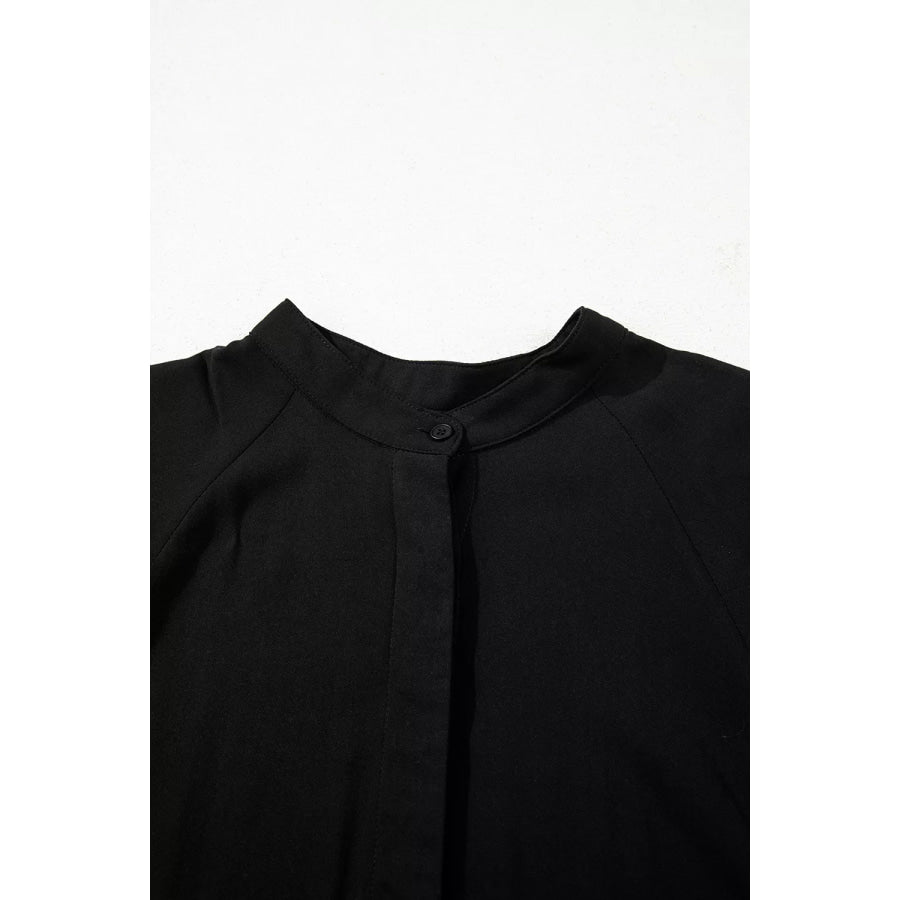 Hidden Buttons Short Sleeve Ruffle Tiered Long Flared Dress Apparel and Accessories