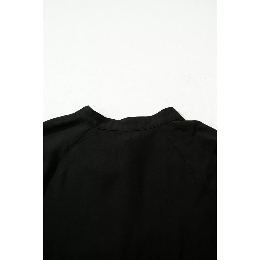 Hidden Buttons Short Sleeve Ruffle Tiered Long Flared Dress Apparel and Accessories