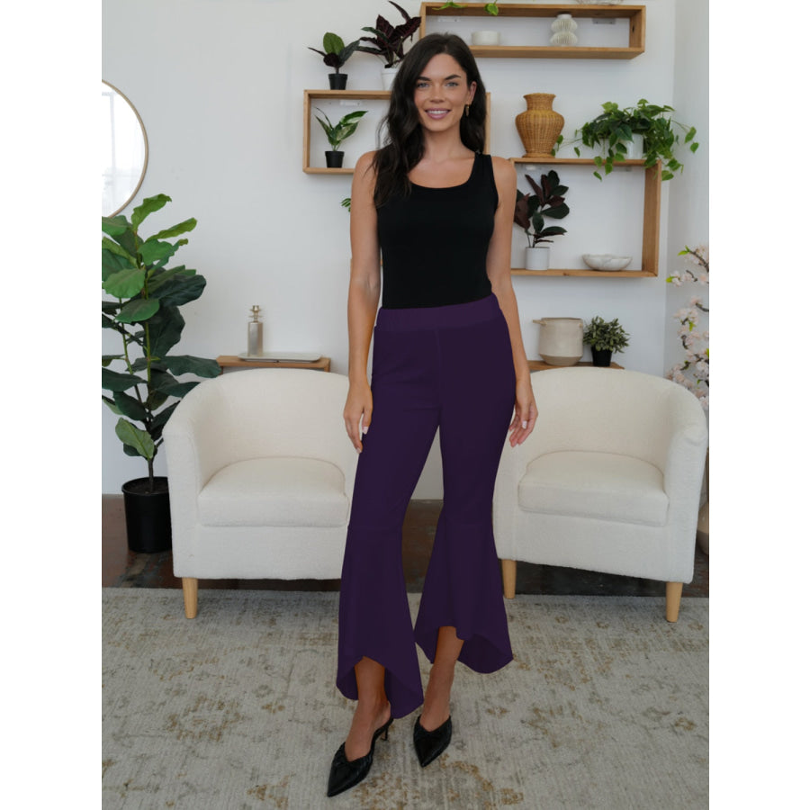 High-Low Bootcut Pants Violet / S Apparel and Accessories