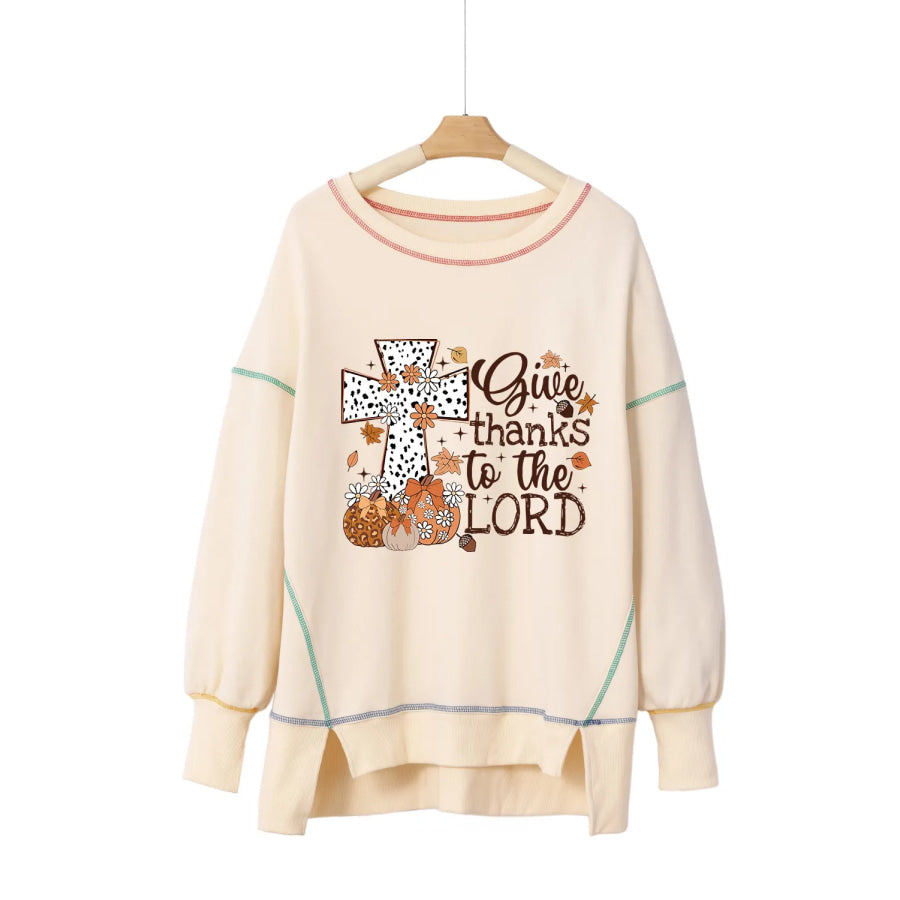 High-Low Contrast Stitching Round Neck Sweatshirt Apparel and Accessories