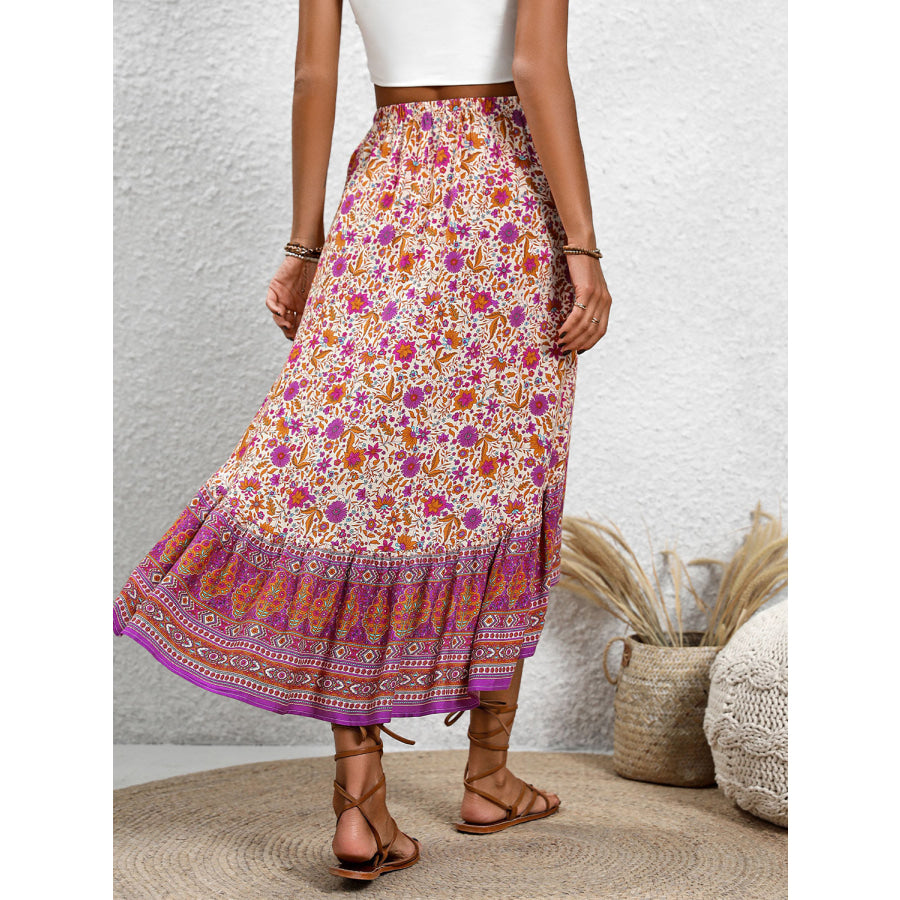 High - Low Elastic Waist Skirt Apparel and Accessories