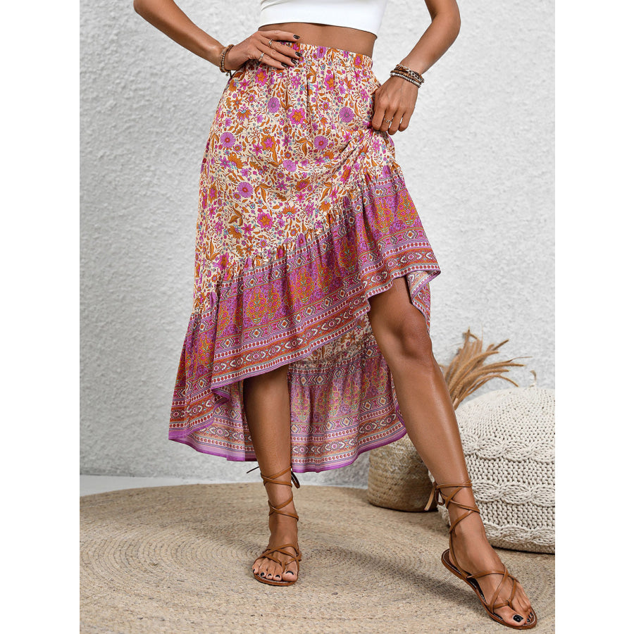 High - Low Elastic Waist Skirt Apparel and Accessories