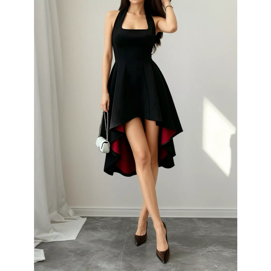High-Low Halter Neck Dress Apparel and Accessories