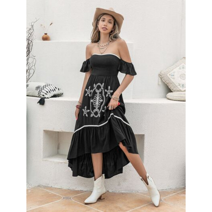 High - Low Off - Shoulder Dress Apparel and Accessories